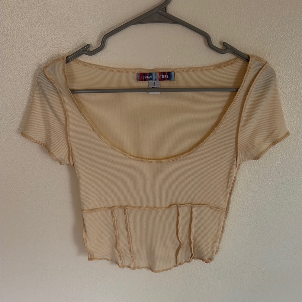 Urban Outfitters cream cropped “corset” top. Like new!!